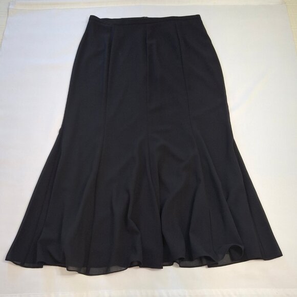 R&M Richards Plus 16W Blck Maxi Mermaid Skirt Sheer Flowy Chiffon Overlay Lined - Picture 2 of 14